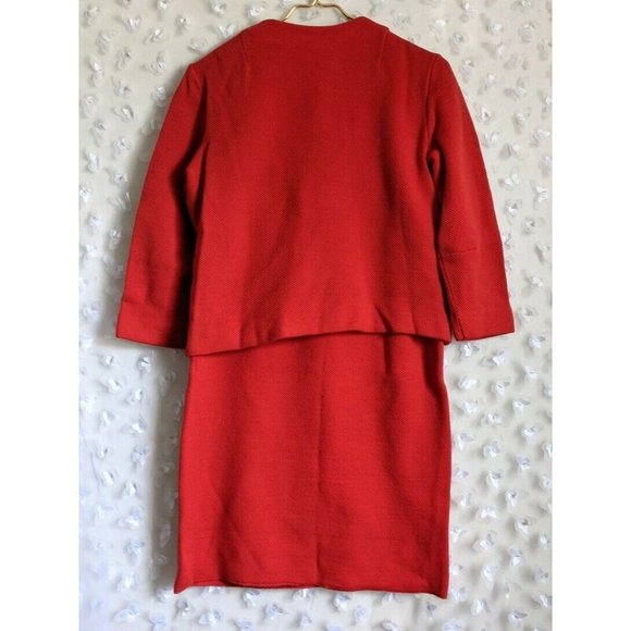 Vintage 1960s Kimberly Cherry Red Knit Wool Suit - Picture 3 of 5